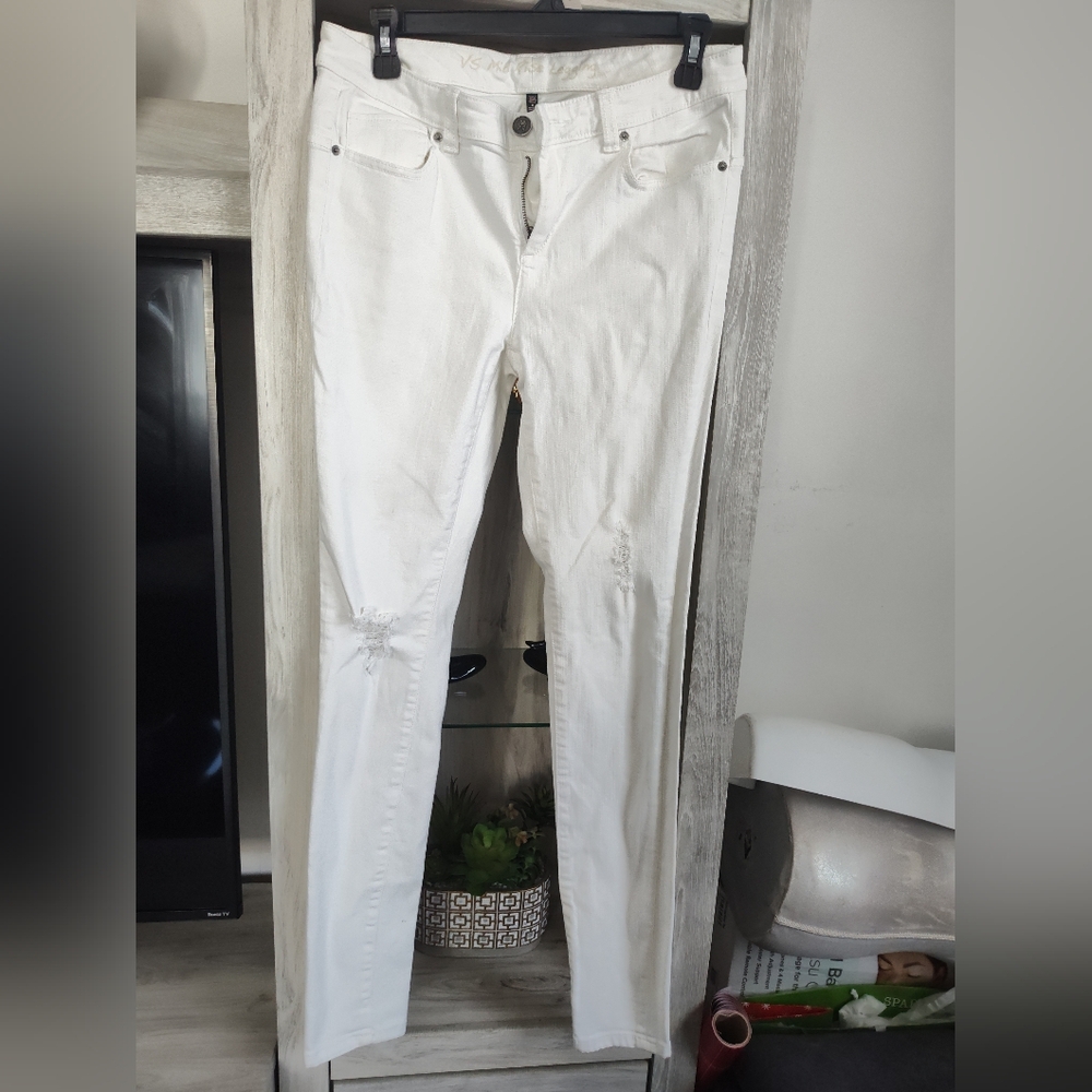 Victoria's Secret White Mid Rise Leggings Jeans Skinny SZ 6, Waist 32"